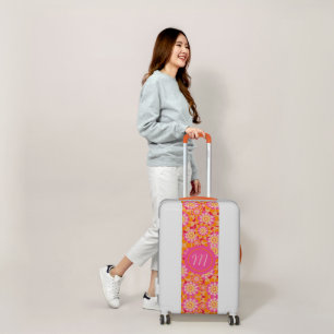 Floral in Orange and Pink Luggage