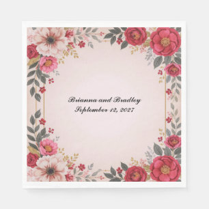 Floral in Pink Wedding Shower Bachelorette Party Napkins