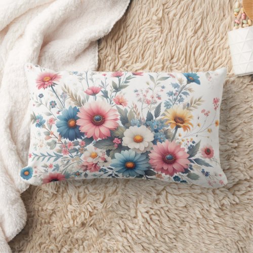 Floral in soft colors  lumbar pillow