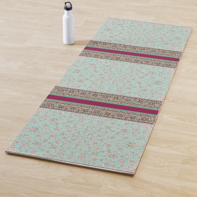 Floral Indian Carpet Design Yoga Mat (In Situ)