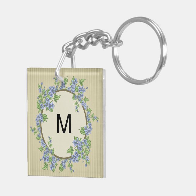 Floral Initial Design Keychain (Back Right)