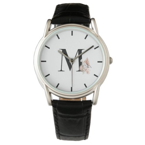 Floral Initial M  Watch