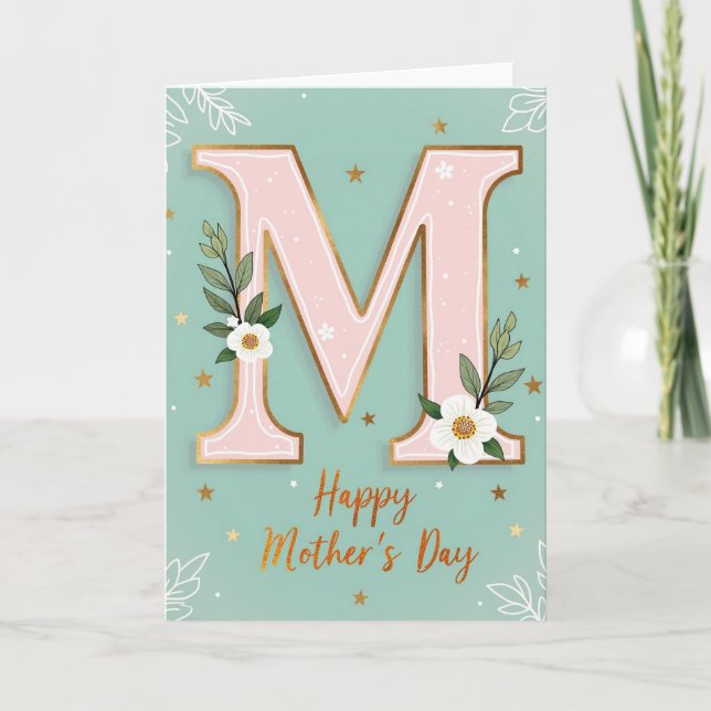 Floral Initial Mothers Day Card (Front)