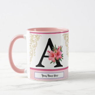 Floral Initial Mug – Letter A Monogram | Personali