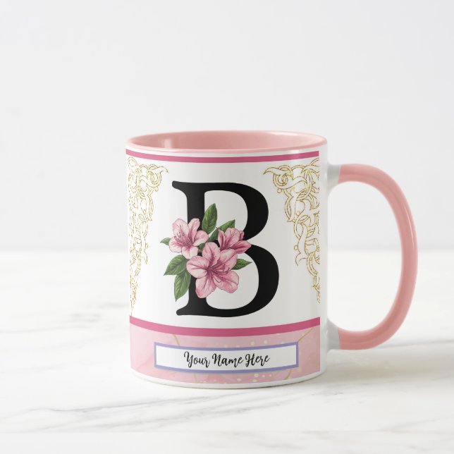 Floral Initial Mug – Letter B Monogram | Personali (Right)