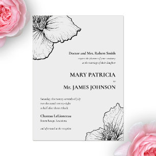 Floral Ink Line Art Drawing Classic Formal Wedding Acrylic Invitations