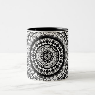 floral Ink Mandala Two-Tone Coffee Mug