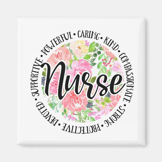 Floral Inspirational Nurse Magnet (Front)