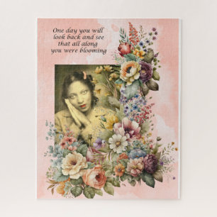 Floral Inspirational Quote Collage Art Jigsaw Puzzle