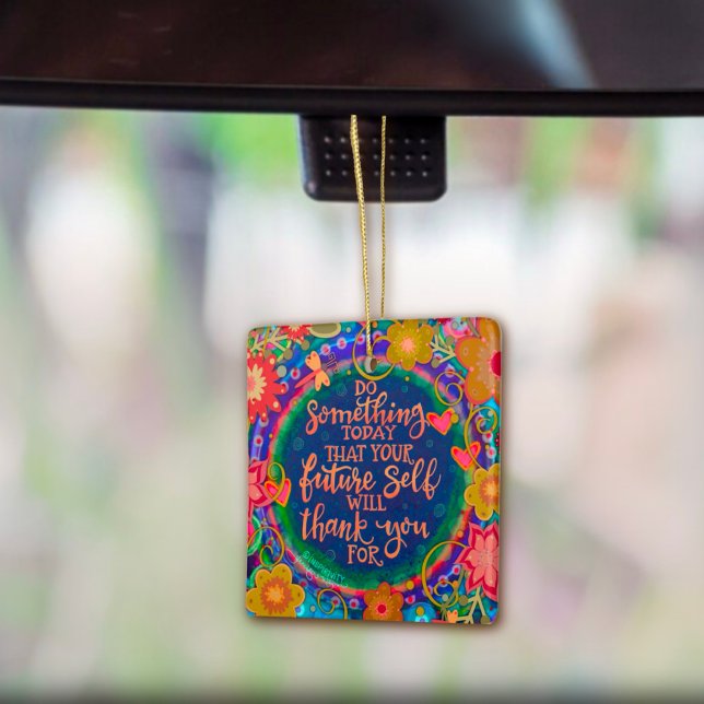Floral Inspiring Quote Pretty Heart Inspirivity   Ceramic Ornament (Creator Uploaded)
