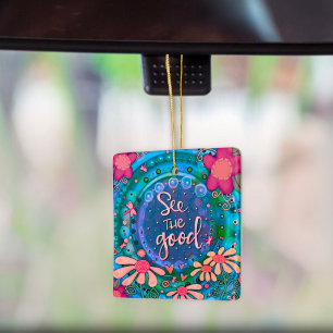 Floral Inspiring See the Good Quote Inspirivity Ceramic Ornament