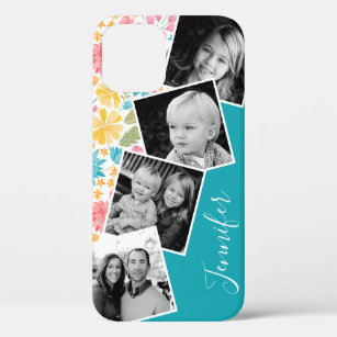 Floral Instagram Filmstrip Photo Collage Name iPhone 12 Case