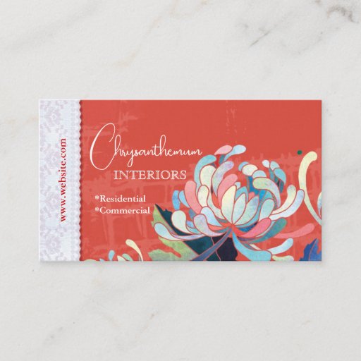 Customizable Floral Interior Design Custom Business Cards