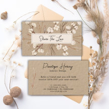 Floral Interior Desing Kraft Paper Referral Card 