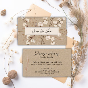 Floral Interior Desing Kraft Paper Referral Card