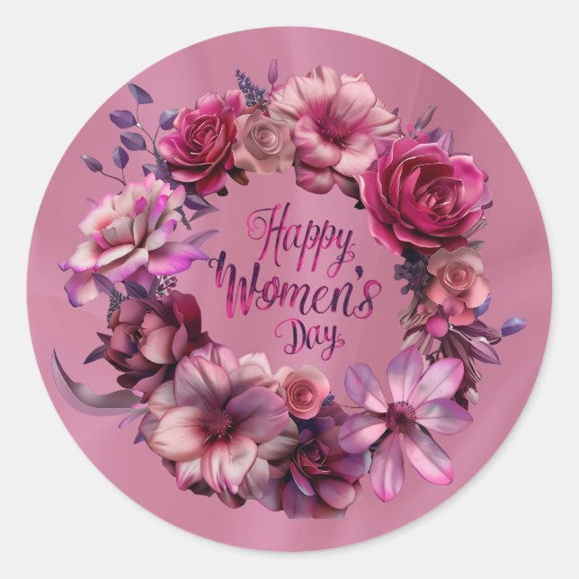  Floral International Women's Day 2025 Classic Round Sticker (Front)
