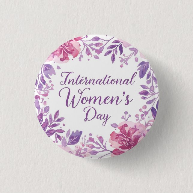 Floral International Women's Day 2026 Button (Front)