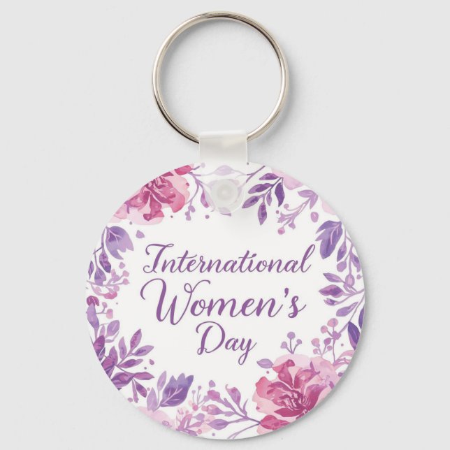 Floral International Women's Day 2026 Keychain (Front)