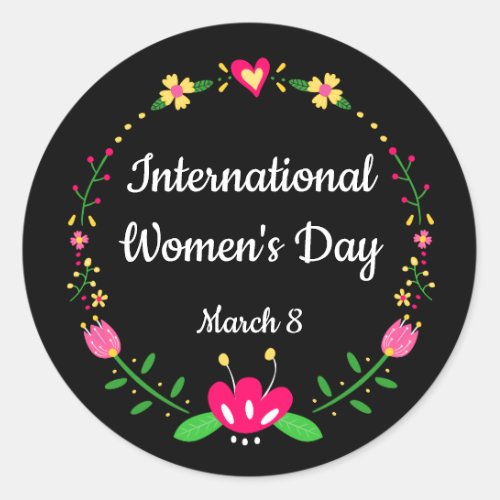 Floral International Womens Day   Classic Round Sticker