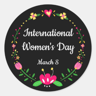 Floral International Womens Day   Classic Round Sticker