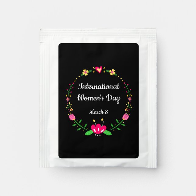 Floral International Womens Day Coffee Cocoa Tea Bag Drink Mix (Front)