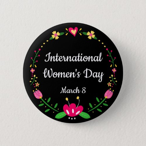 Floral International Womens Day Custom Size Button