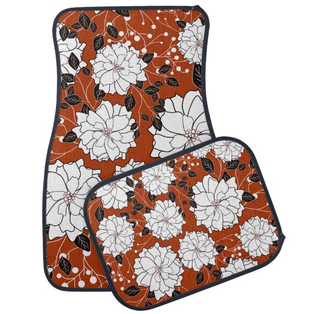 Floral Invitation: Abstract Wedding Car Floor Mat (Set)