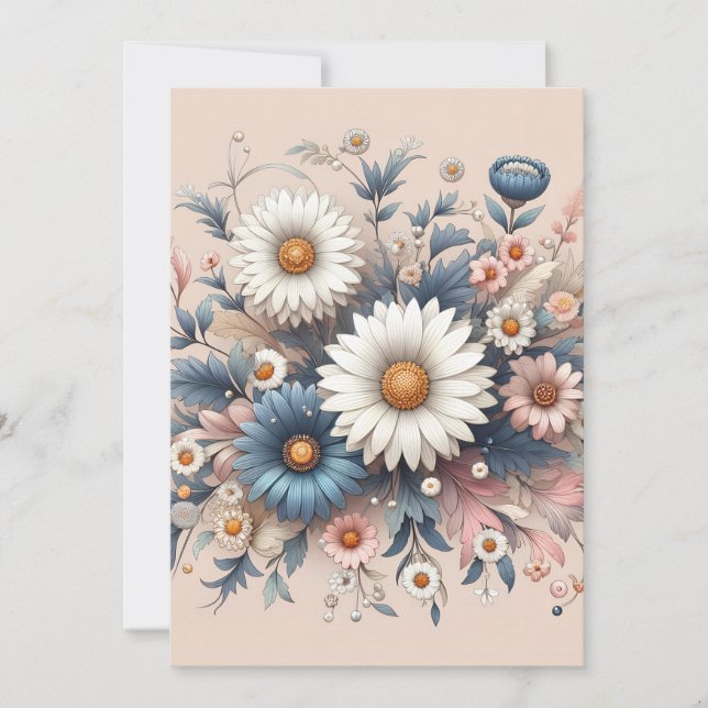 floral invitation daisy wedding invitation card (Front)