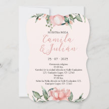 Floral Invitation in Rosas Pastel Tones