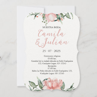 Floral Invitation pastel pink tones