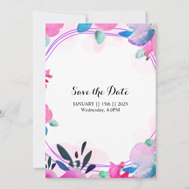 Floral Invitations & Announcements Save the Date (Front)