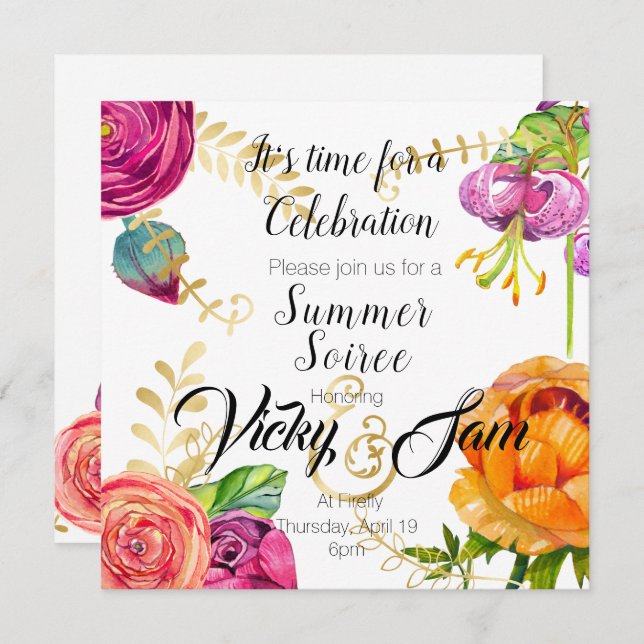 floral invite brunch party shower birthday (Front/Back)