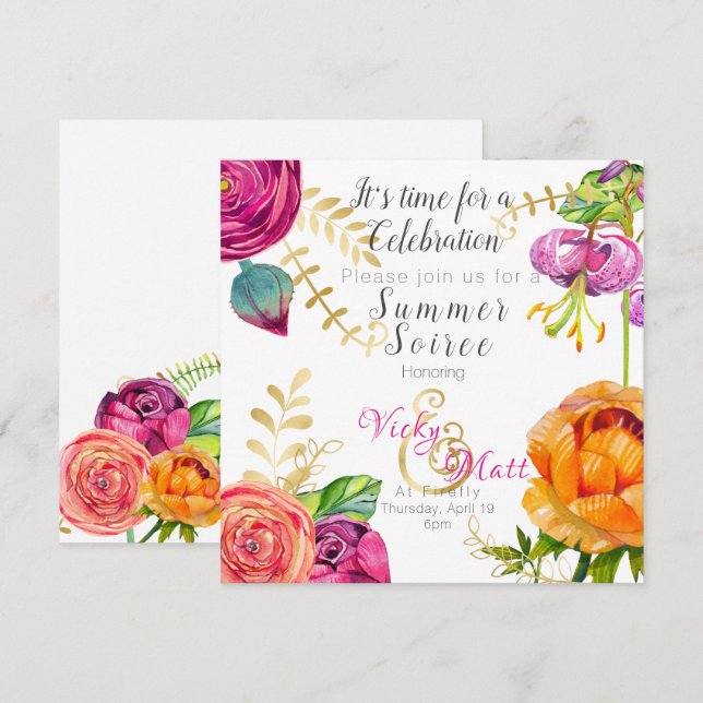 floral invite brunch party shower birthday (Front/Back)