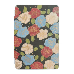 Floral iPad case with blues, pinks, green and gold