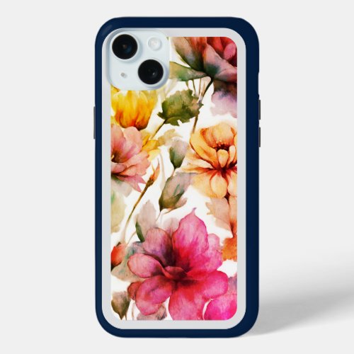 Floral iPhone 15 case with your name 