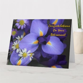 Floral  Iris And Mini Daisy  Retirement (jumbo) Card by PicturesByDesign at Zazzle