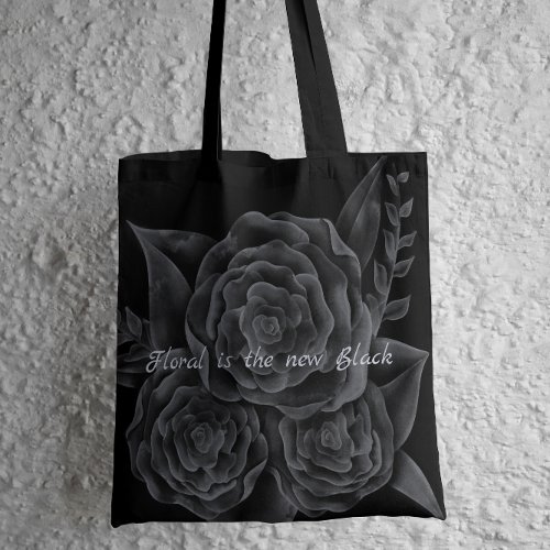 Floral is the new Black _ Watercolour Rose Tote Bag