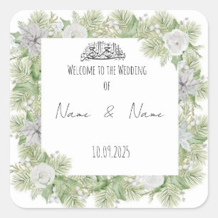 Floral Islamic wedding favor stickers