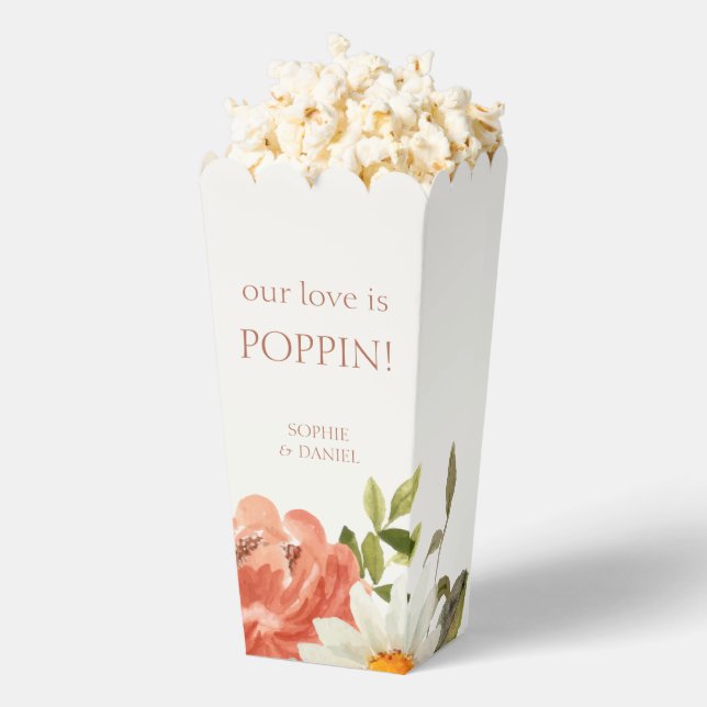 Floral & Ivory Couple Popcorn  Favor Boxes (Popped)