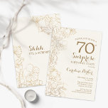 Floral Ivory Gold Surprise 70th Birthday Party Invitation<br><div class="desc">Floral Ivory Cream & Gold Surprise 70th Birthday Party Invitation. Minimalist modern design featuring botanical accents and typography script font. Simple floral invite card perfect for a stylish female surprise bday celebration. Can be customized to any age.</div>