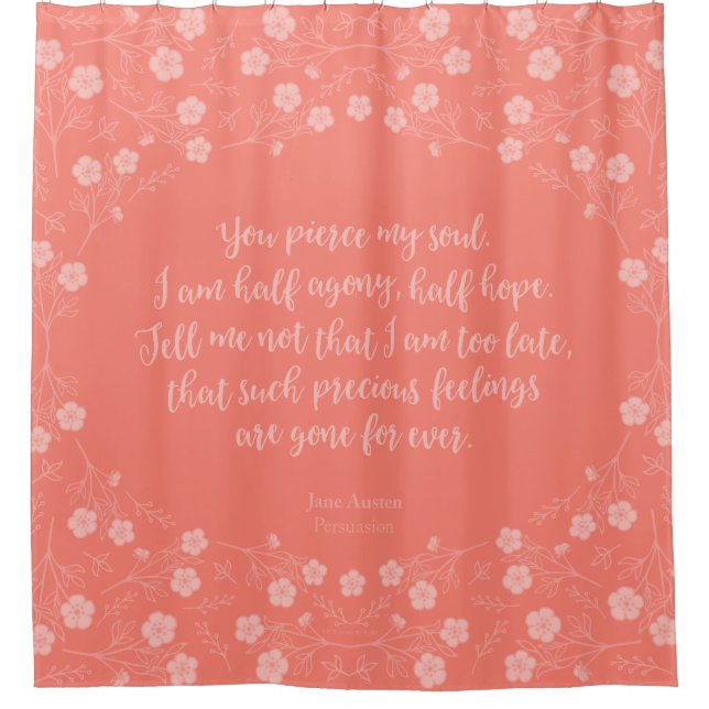 Floral Jane Austen Persuasion Love Letter Quote Shower Curtain (Front)