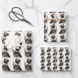 Floral japanese geisha Sakura ink art -  Wrapping Paper Sheets