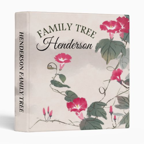 Floral Japanese Hibiscus Genealogy Family Tree 3 Ring Binder