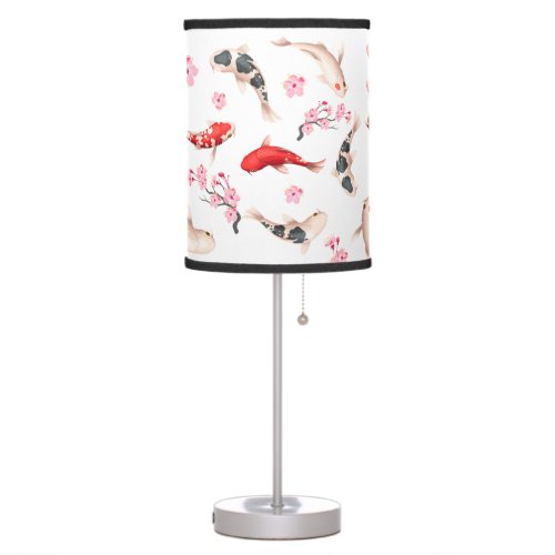 Floral Japanese Koi fish Bedroom Table Lamp
