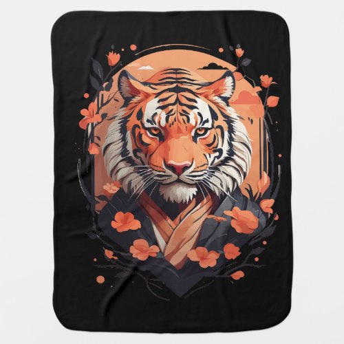 Floral Japanese tiger design Baby Blanket