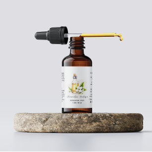 Floral Jasmine Essential Oils Greenery Watercolor Label