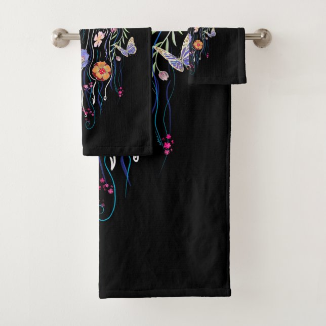 Floral Jellyfish  Bath Towel Set (Insitu)
