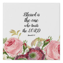 Floral Jeremiah 17:17 Faux Wrapped Canvas Print