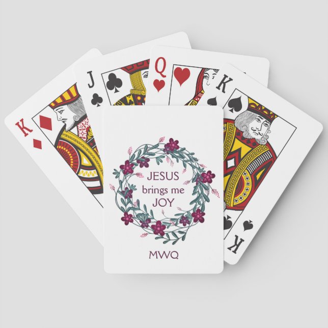 Floral JESUS BRINGS ME JOY Personalized Christian Poker Cards (Back)
