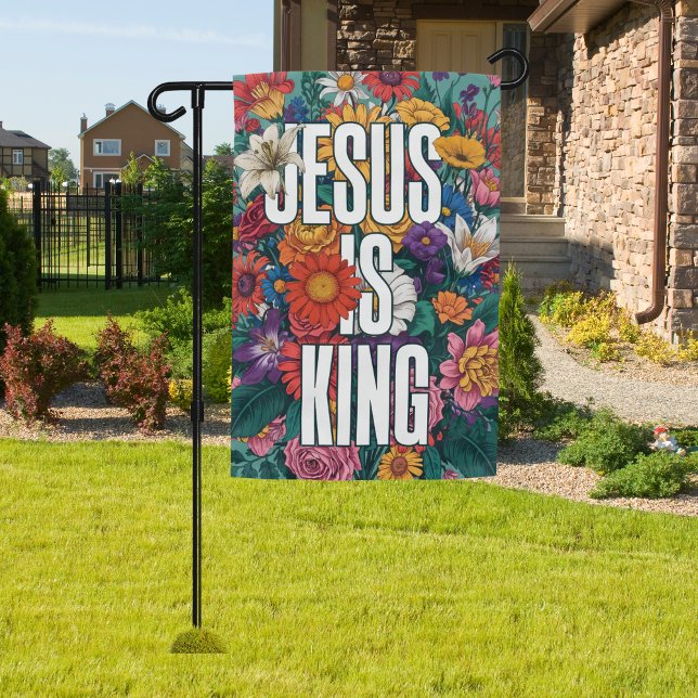Floral Jesus Is King Christian Faith Garden Flag (Creator Uploaded)